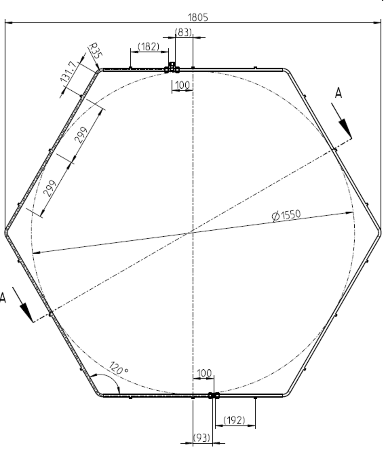 Nozzle ring D1550mm incl. fixing mat. f/FAC920 wo/nozzles